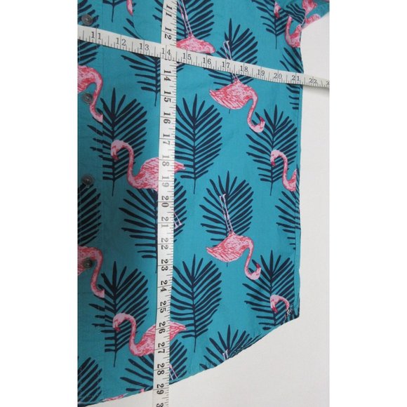Ocean Current men's pink flamingo short sleeve button down shirt, M - Picture 8 of 10